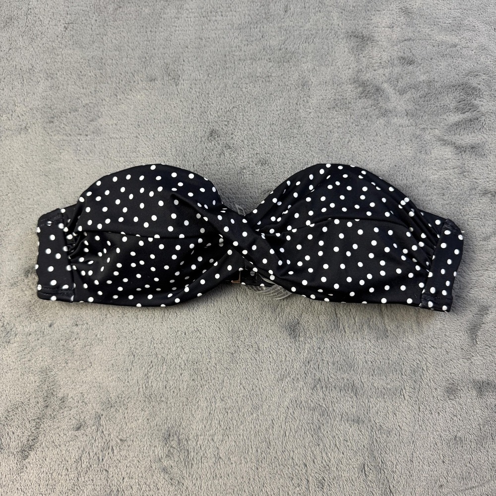 Victoria's Secret Bikini Top Womens 32A Strapless Bandeau Polka Dot Swim Bathing